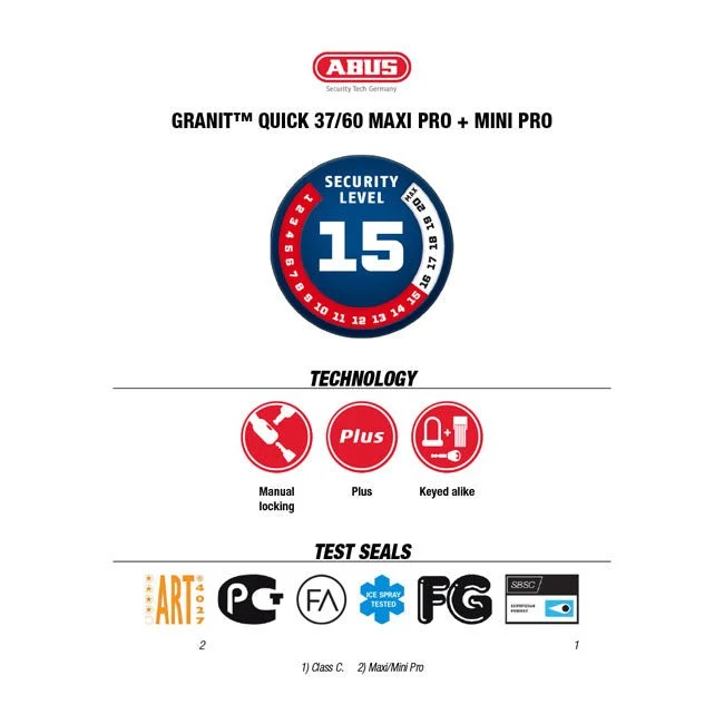 Abus Granit Quick 37/60 HB70 Maxi Pro -levylukko Abus Granit Quick 37/60 HB70 Maxi Pro -levylukko