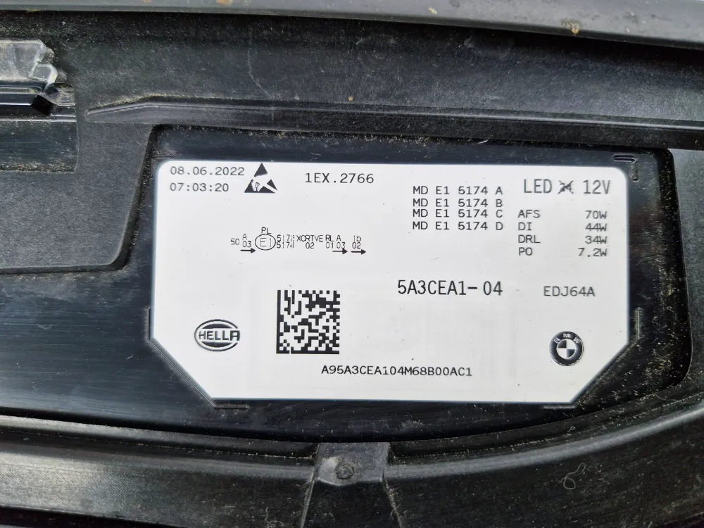 Vasen etuvalo BMW iX I20 Vaihe 1 (alkaen 10/2021) alkuperäinen käytetty