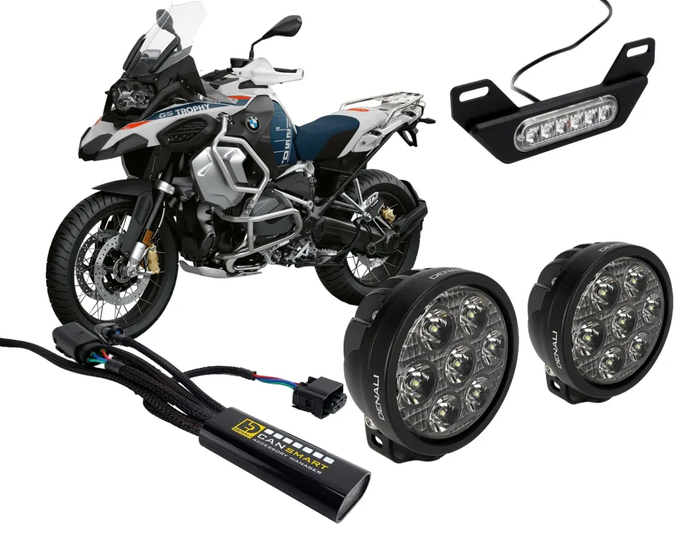 DENALI D7, B6 & Cansmart™ valaisinpaketti BMW R1250GS, GSA, RT, RS, R ja useimpiin R1200 malleihin DENALI Electronics