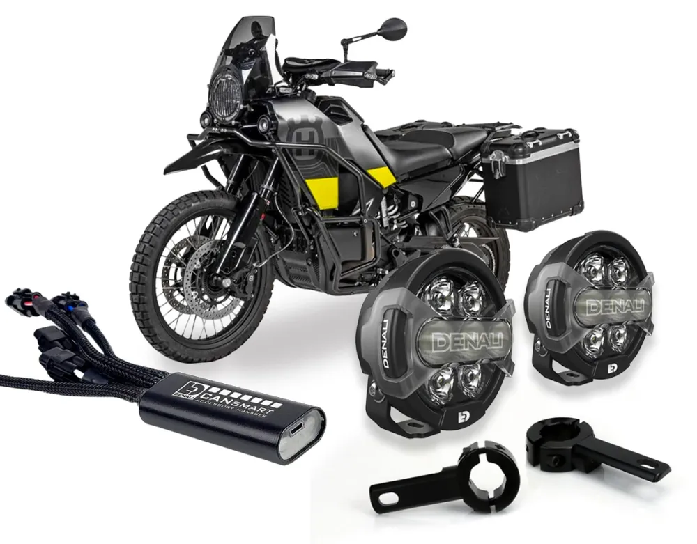 D7 Pro Premium -valaistuspaketti törmäyspalkkikiinnikkeillä - Husqvarna Norden 901 2023+ DENALI ELECTRONICS