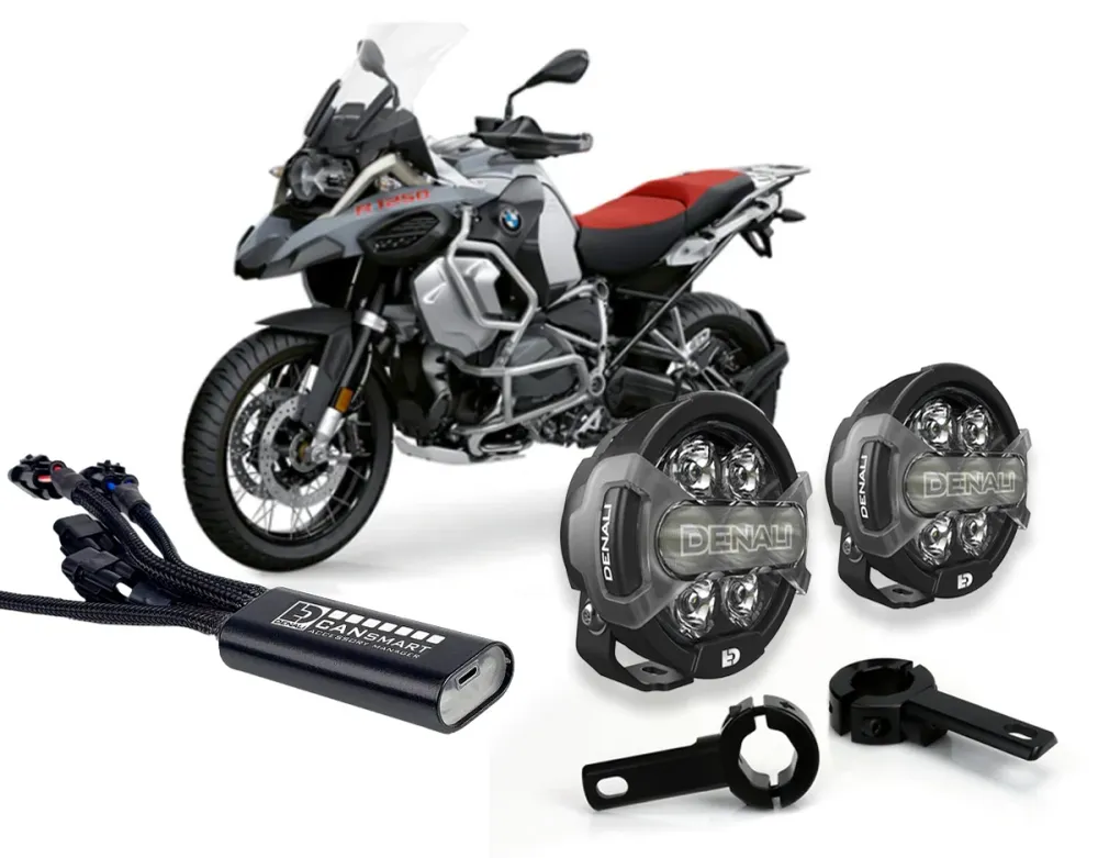 D7 Pro Premium -valosarja törmäyspalkkikiinnikkeillä - BMW R1250 GS / GSA / RT / RS 2019-2023 DENALI ELECTRONICS