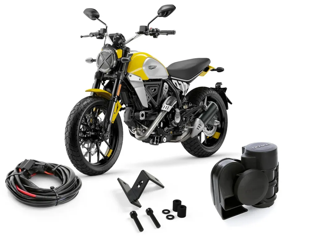 SoundBomb äänitorvipaketti - Ducati Scrambler 800 2015+ / 1100 2018-2024 DENALI ELECTRONICS