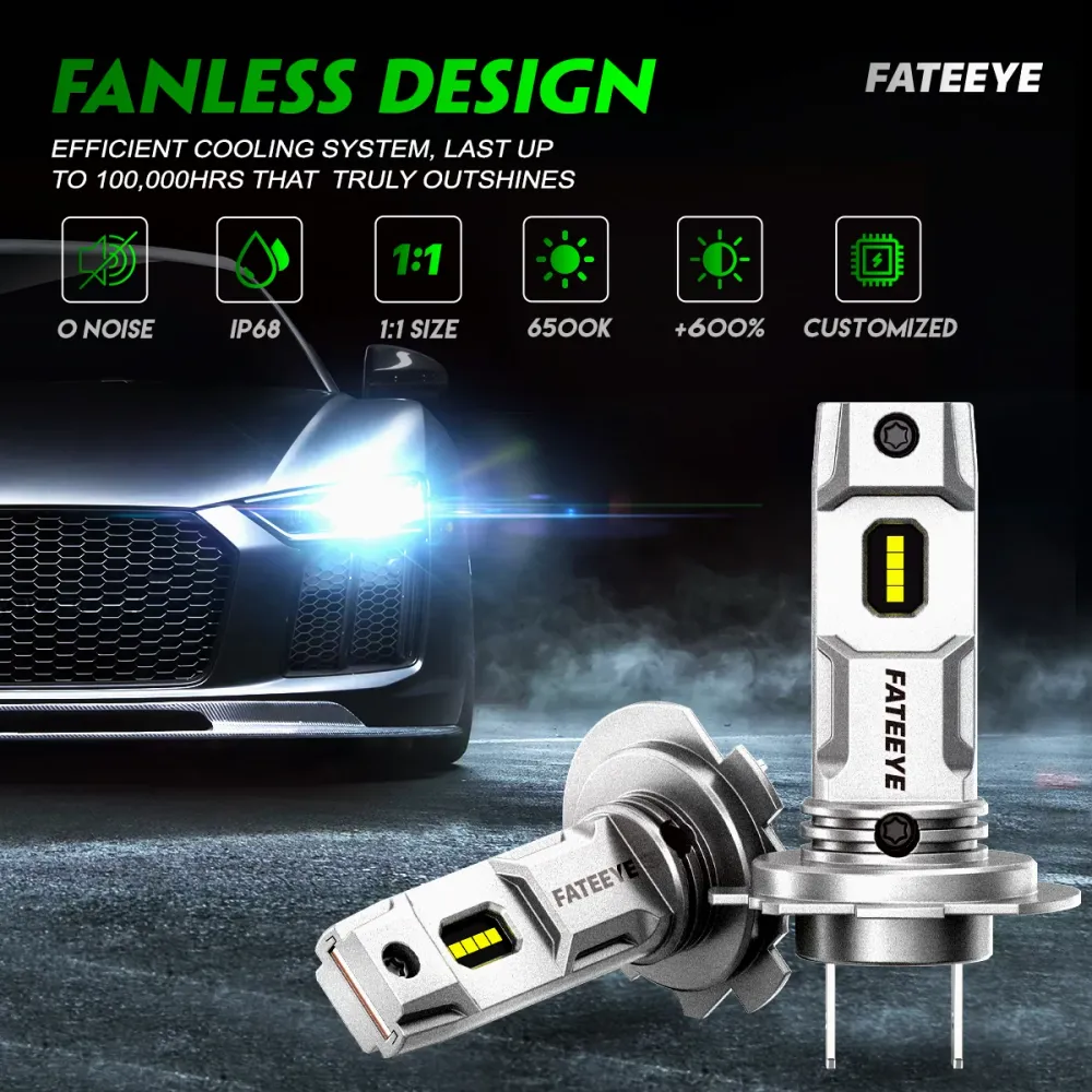 2 kappaletta 50W 10000 lumenin auton ajovalolamppuja, H7 LED-lamppu.