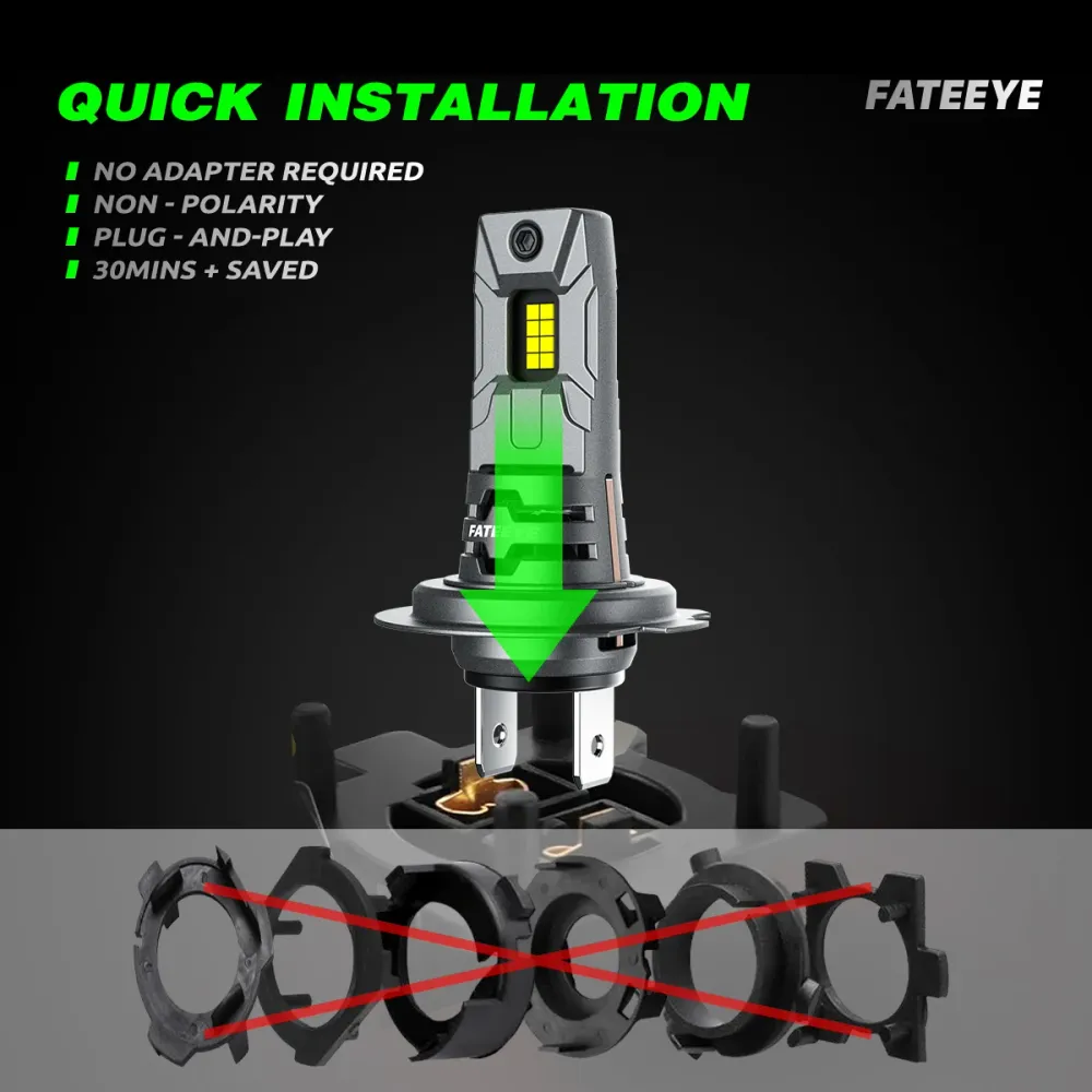2 kappaletta 60W 12000LM auton ajovalopolttimoa, H7 LED-lamppu