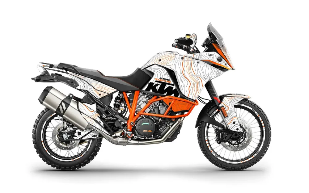 KTM 1090 Adventure GRAFIIKAT - "TOPOGRAFIA" (Valkoinen/Oranssi)