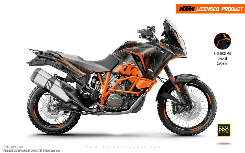 KTM 1290 Super Adventure GRAFIIKAT - "Topography" (Musta/Oranssi)