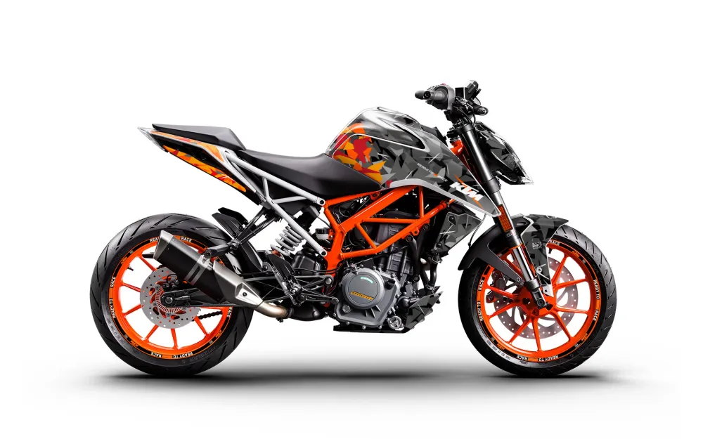 KTM 390 Duke 2011 - 2023 GRAFIIKAT - "Flake" (Musta/Oranssi)