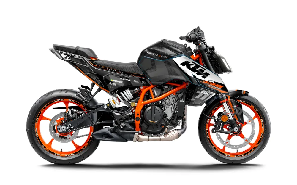 KTM 390 Duke 2024-2025 GRAFIIKAT - "Rasorblade" (Musta/Oranssi)