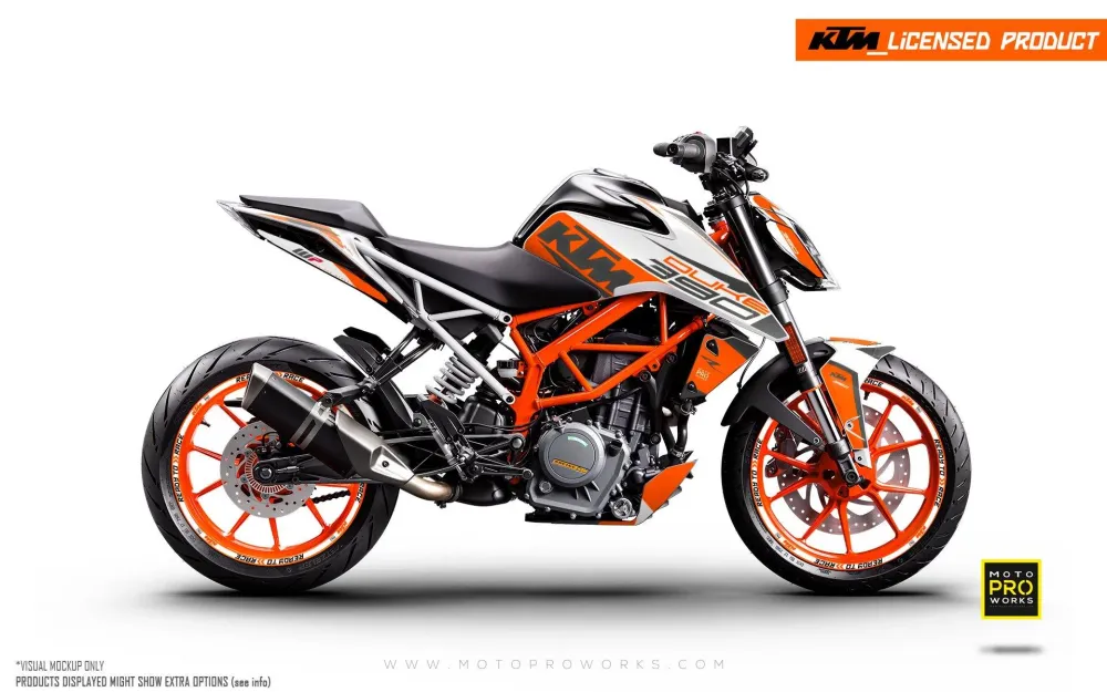 KTM 390 Duke GRAFIIKAT - "Torque" (Valkoinen/Oranssi)