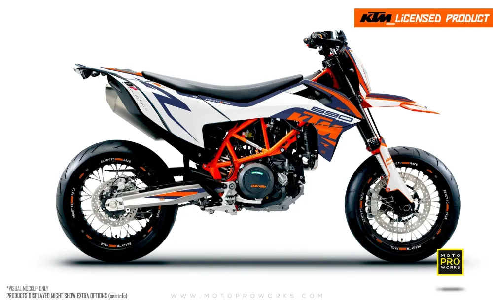 KTM 690 SMC-R GRAFIIKAT - "Torque" (Valkoinen/Sininen)