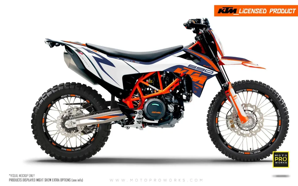 KTM 690 SMC-R GRAFIIKAT - "Torque" (Valkoinen/Sininen)