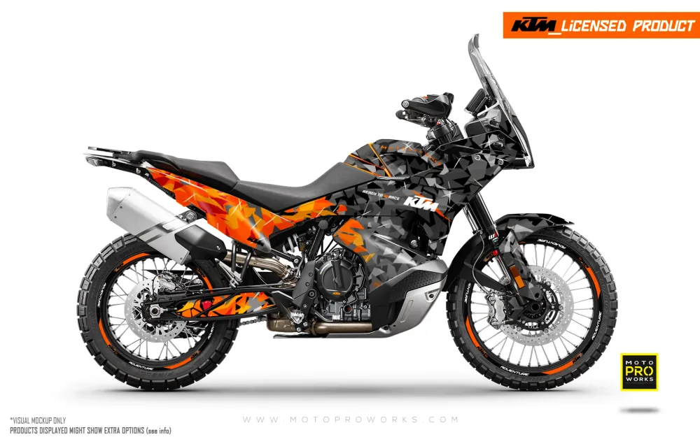 KTM 790/890 Adventure R/S 2023 GRAFIIKAT - "Flake" (Musta/Oranssi)