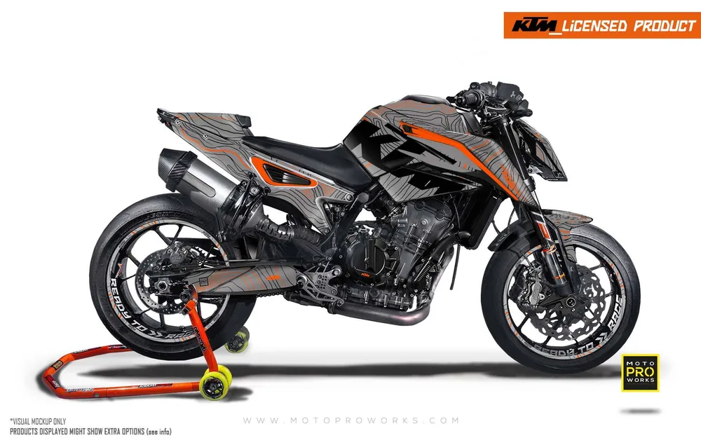 KTM 790/890 Duke GRAFIIKAT - "Topography" (Harmaa/Oranssi)