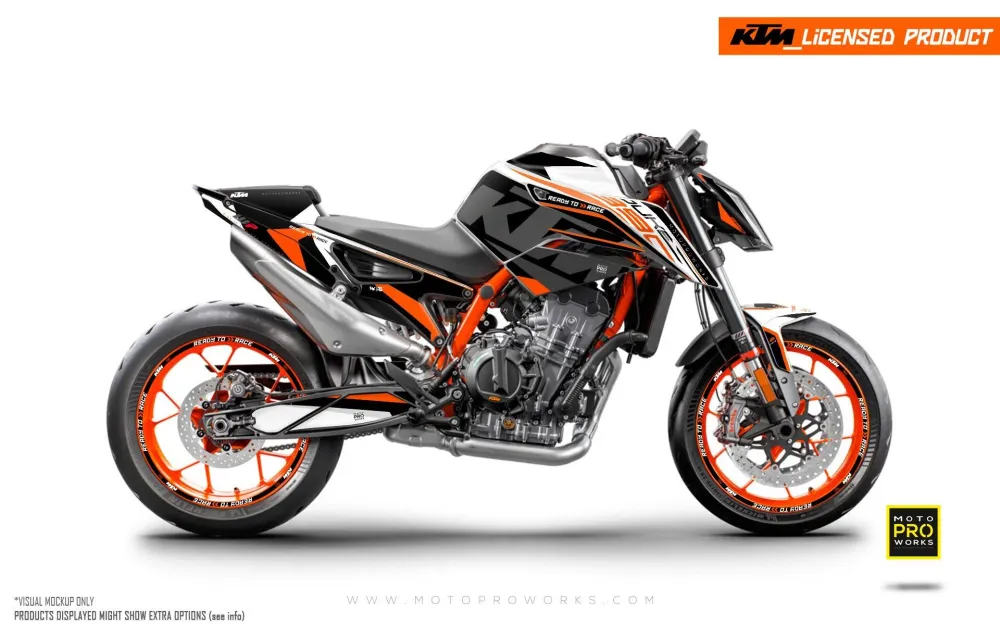 KTM 890 Duke R GRAFIIKAT - "Torque" (Valkoinen/Musta/Oranssi)