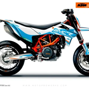 KTM GRAFIIKAT - 690 SMC-R "Racer" (Valkoinen/Vaaleansininen)