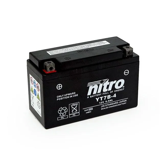 Nitro Sealed YT7B-4 AGM moottoripyöräakku 6.5Ah