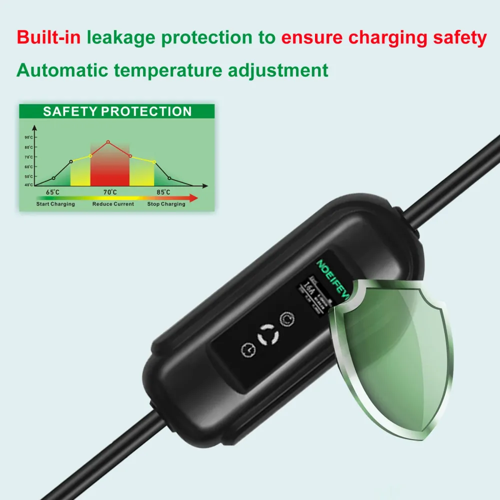 Noeifevo Type2 EV latausasemasarja, 16A 3-vaiheinen sähköajoneuvon latauslaite, CEE 16A Mobile EVSE Wallbox 5 metrin kaape...