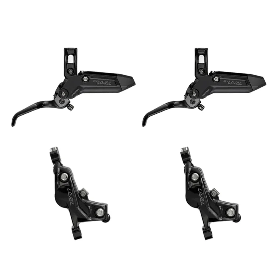 Pari SRAM LEVEL SILVER STEALTH 4-mäntäisiä jarruja Musta