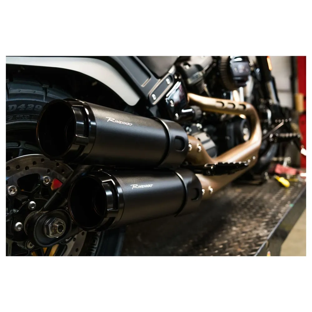Rinehart 4.5" Fat Bob Slip-On äänenvaimentimet musta Harleyyn