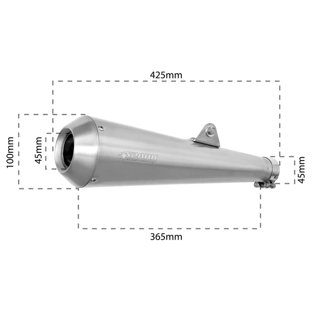 Spark Classic Style Stainless Steel Universal Moottoripyörä Slip-On äänenvaimennin