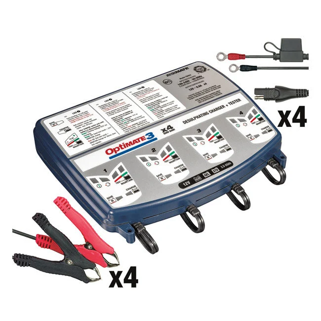 TecMate Optimate 3 X 4-pankkinen 12V-akkulaturi