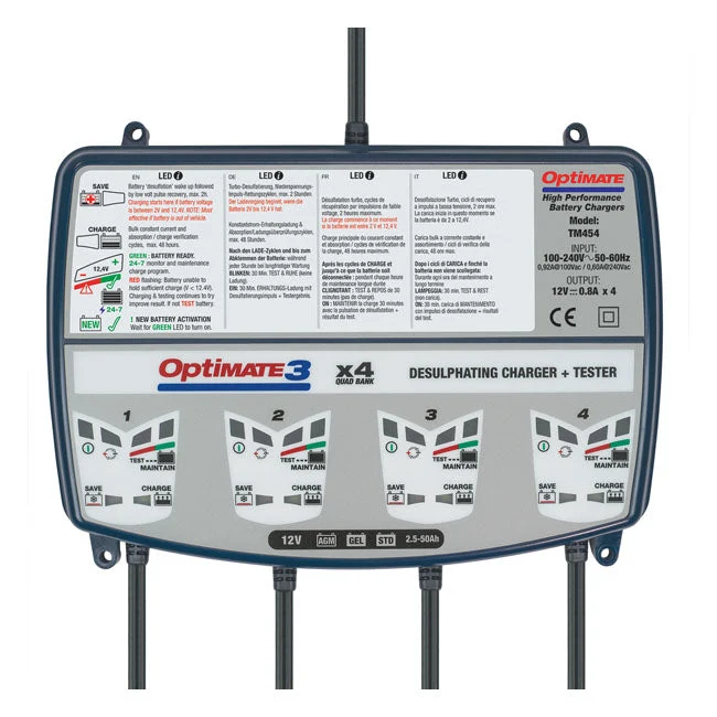 TecMate Optimate 3 X 4-pankkinen 12V-akkulaturi