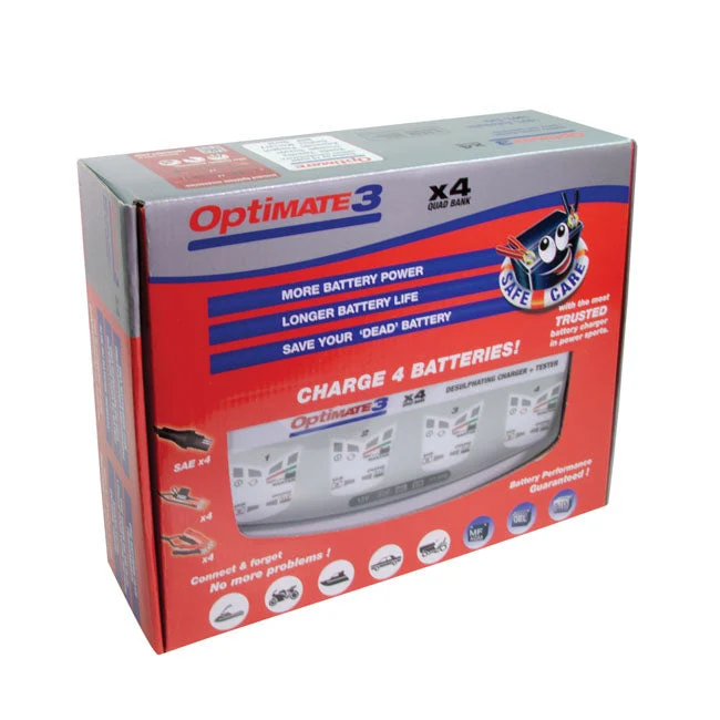 TecMate Optimate 3 X 4-pankkinen 12V-akkulaturi