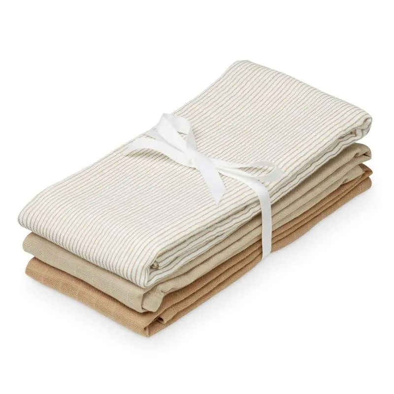Cam Cam Copenhagen Kangasliina - 3-Pak - GOTS - Mix Timeless Stripes Camel/Latte/Camel
