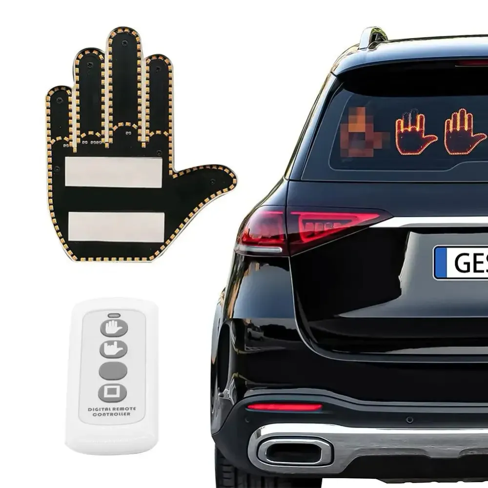 Käsiele-auton valoLED-autovalo kaukosäätimellä - Road Rage -viestintäkyltti auton ikkunaan