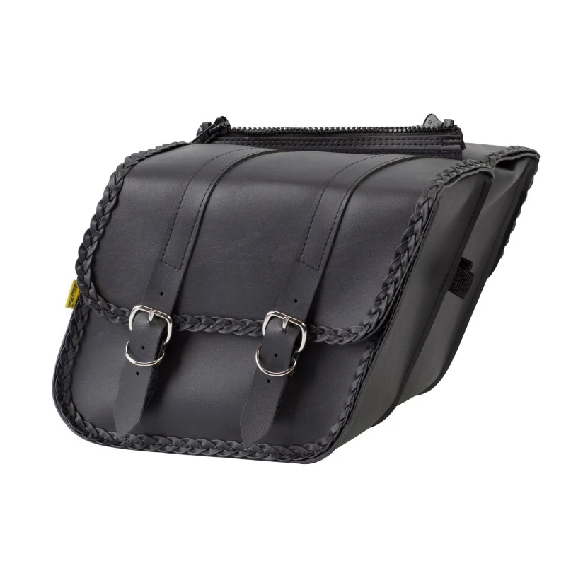 Willie & Max Universal Braided Compact Slant Saddlebags (12 L x 9.5 W x 5.5 H) - Black