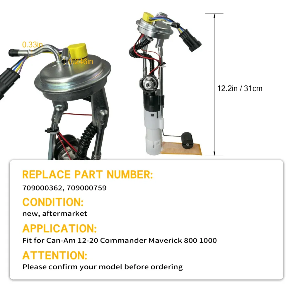 Polttoainepumppukokoonpano 709000362 709000759 Sopii malleihin Can-Am 12-20 Commander Maverick 800 1000