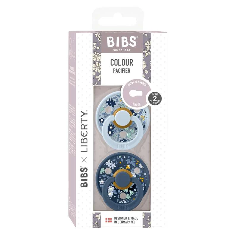 Bibs Pyöreä Colour Tutti - 2-Pak - k. 2 - luonnonkumi - Liberty - Kamomilla Nurmikko/Vauvan Sininen Sekoitus