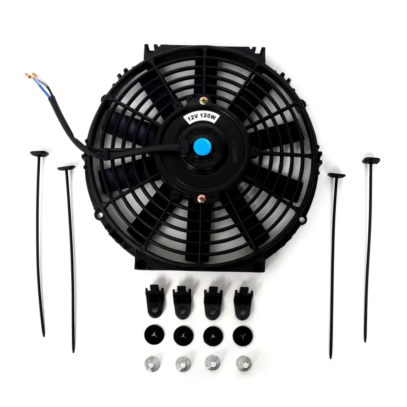 BLOX Racing Electric Slim Fan - 12in 120W - Straight Blade Black - V2