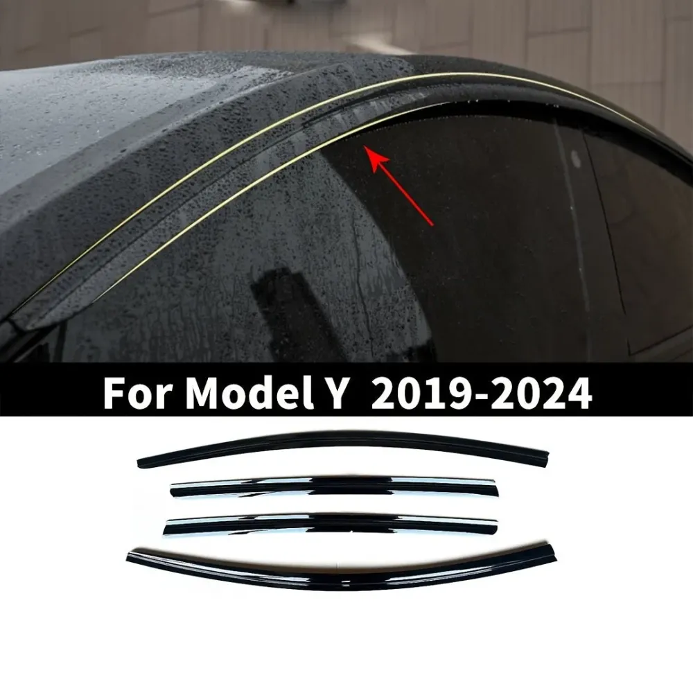 Ikkunan visiirit Shade Wind Deflektorin sadesuoja Tesla-mallille Y 2019-2024 4-osainen pakkaus