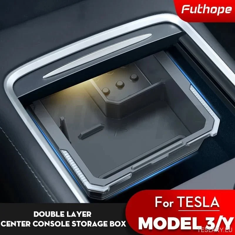 2--1 Läpinäkyvä Central Control Storage -laatikko Tesla-mallin 3 Y-kortin kuulokkeet Osion Storage Esteettinen sisustus