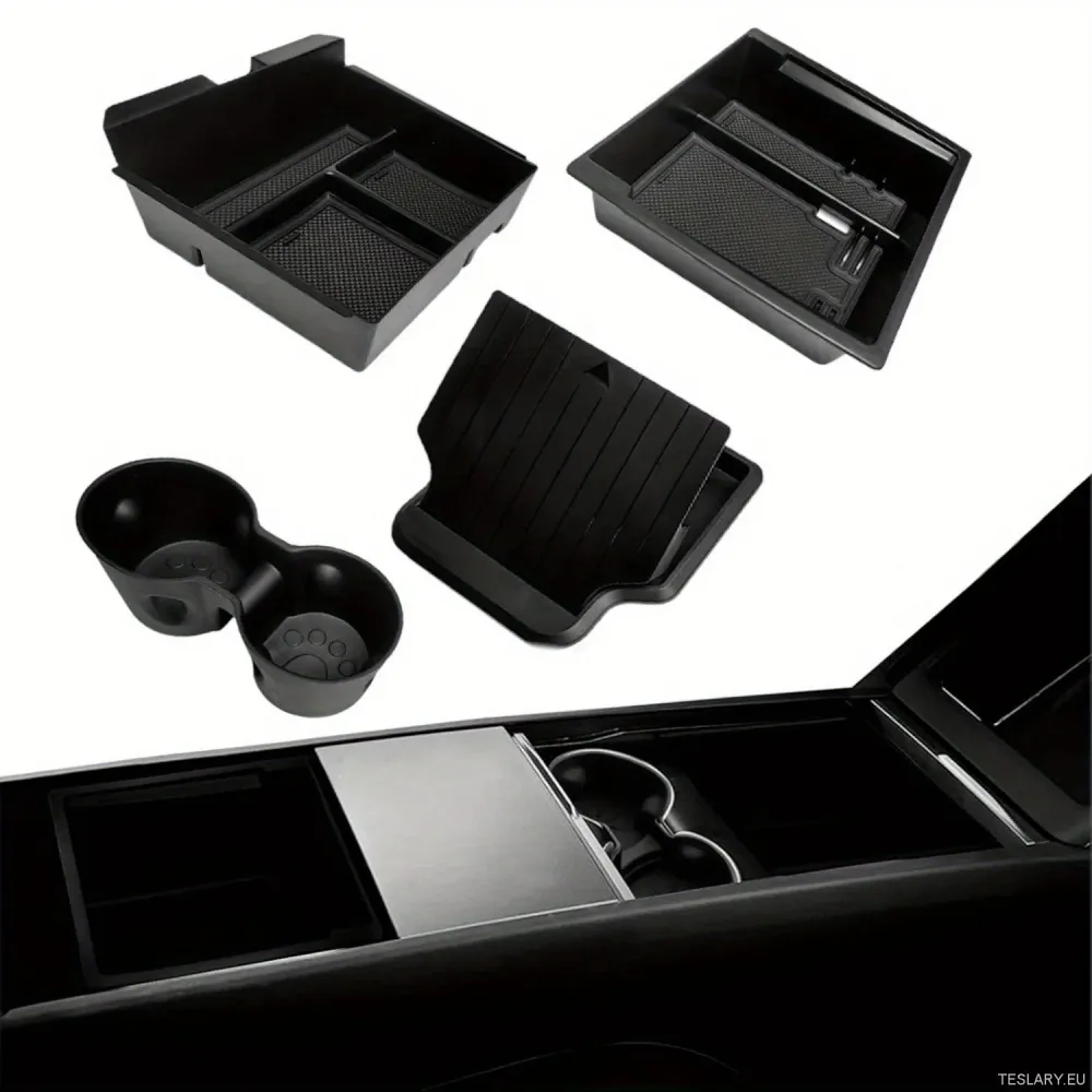 Tesla Model 3+ Highland/Malli Y Juniper 4-1 Organizer Kit Center Console -järjestäjälokero, ABS-materiaali, sileän liukumi...
