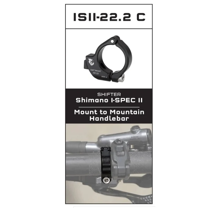 Asennussovitin WOLF TOOTH ShiftMount ISEV- 22 Shimano I-SPEC II Shifter > 22 mm ohjaustanko