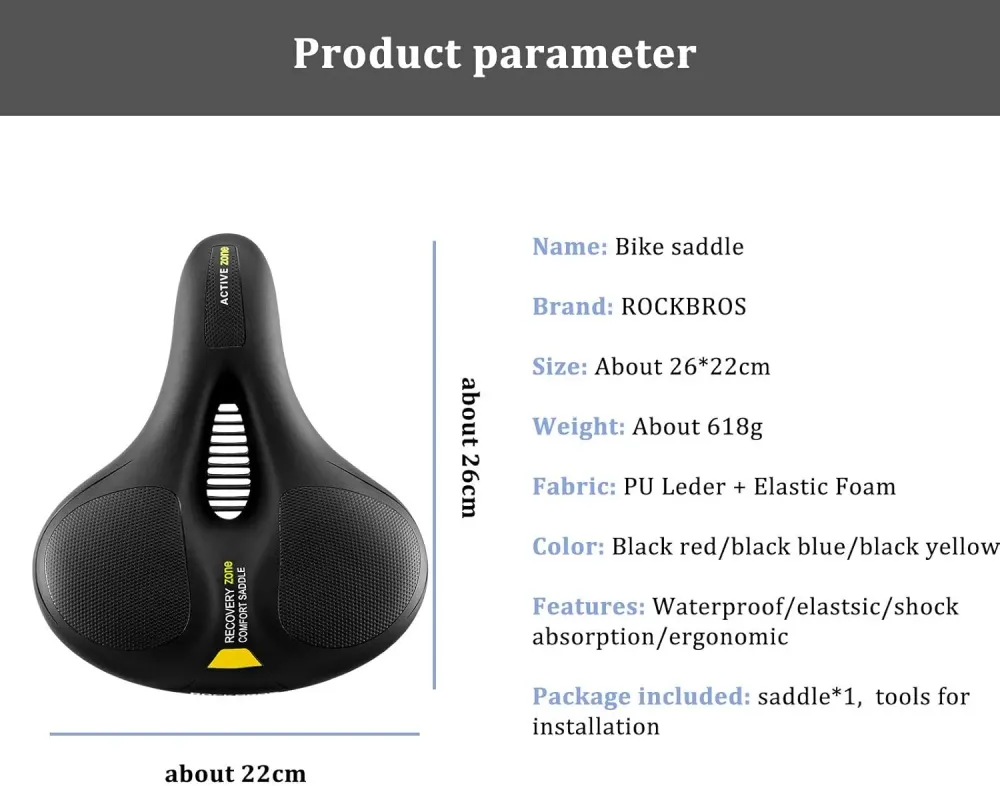 Ergonominen geelitäytteinen pyörän satula