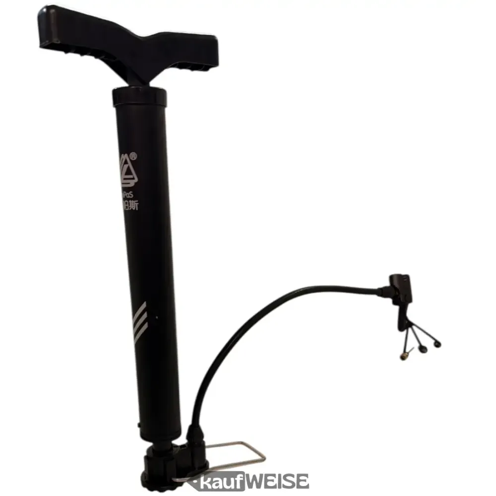 LeiPoS Mini Stand -pyöränpumppu musta | Kannettava ja teleskooppinen (33-52 cm) | Sisältää 3 sovitinta | Kompakti ilmapumppu