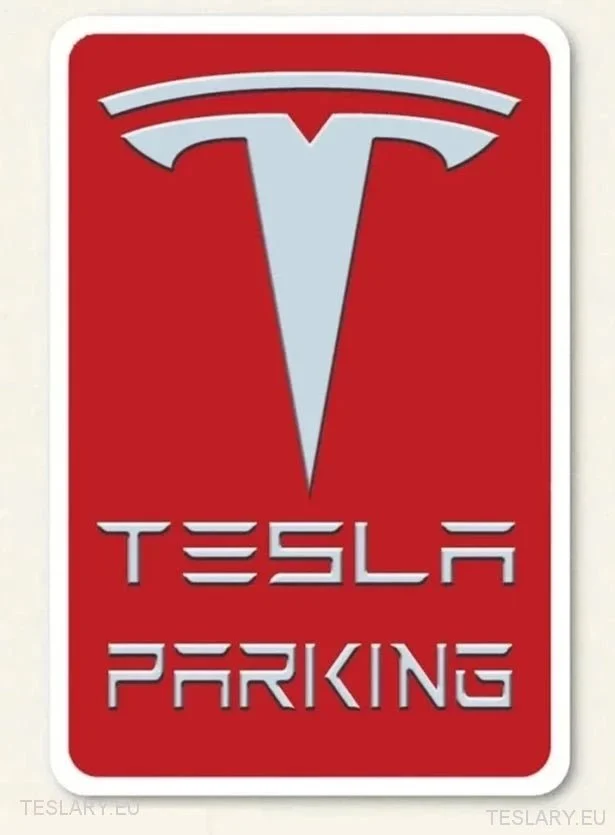 Tesla -pysäköinti - metallimerkki