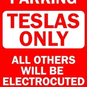 Vain Tesla - varautunut pysäköintimetallimerkki