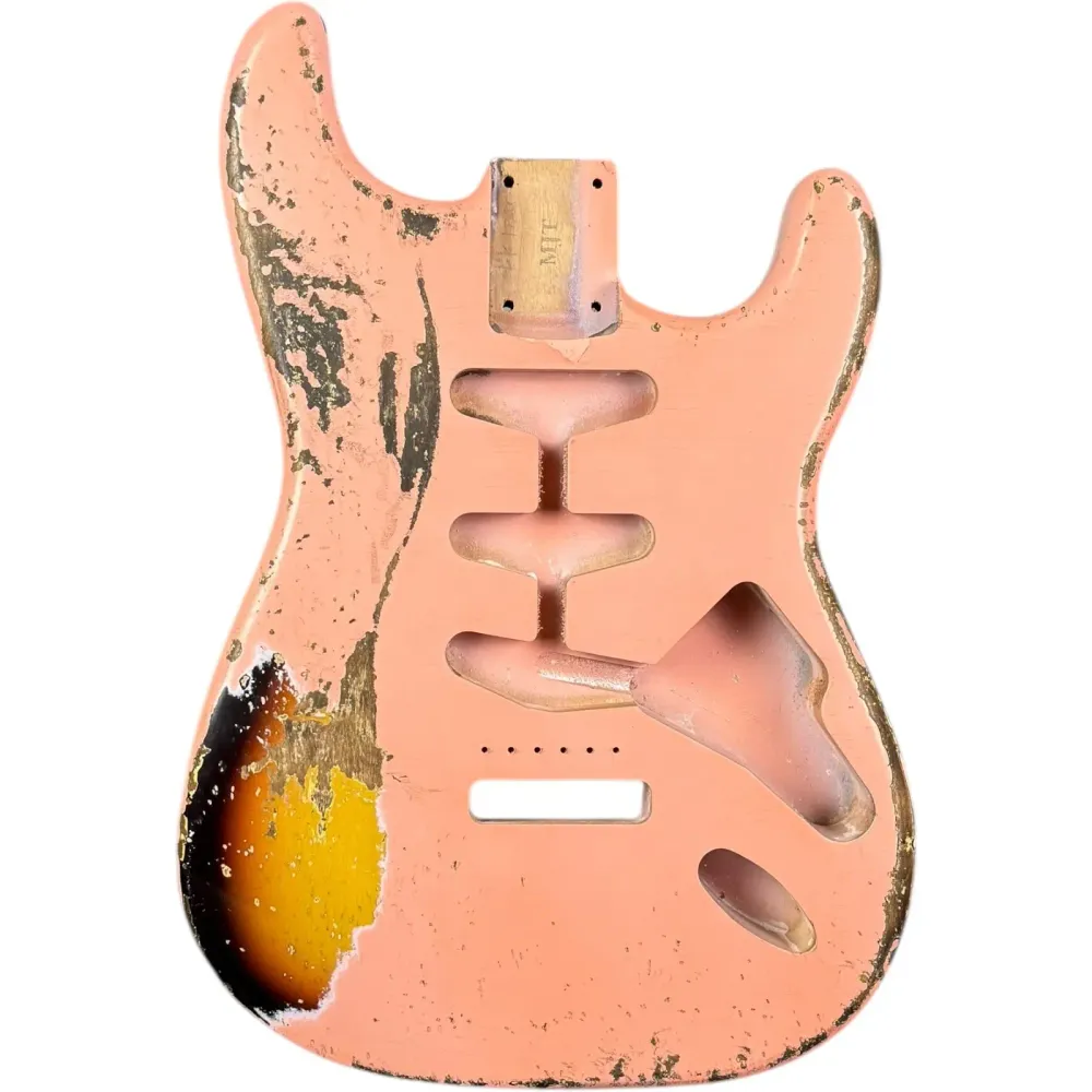 MJT Aged Nitro Stratocaster One Piece Alder Body - Pinkki