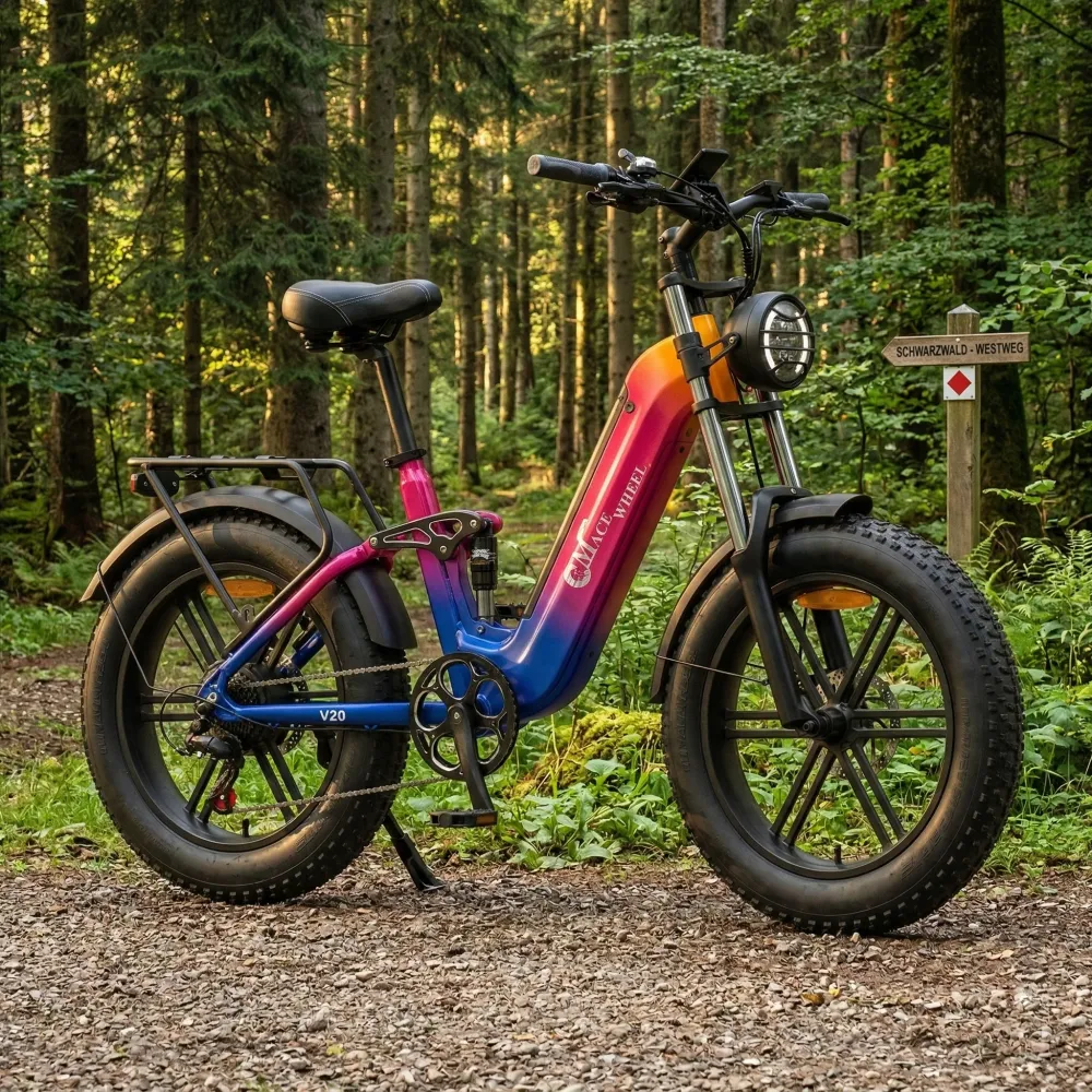 CMACEWHEEL V20 750W 20" Fat Bike 960Wh täysjousitettu sähköpyörä Vääntö Anturilla 48V 20Ah akulla