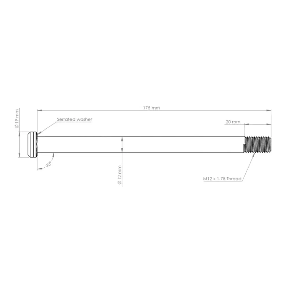 BURGTEC takapyörän akseli 12x1.75mm 174mm musta