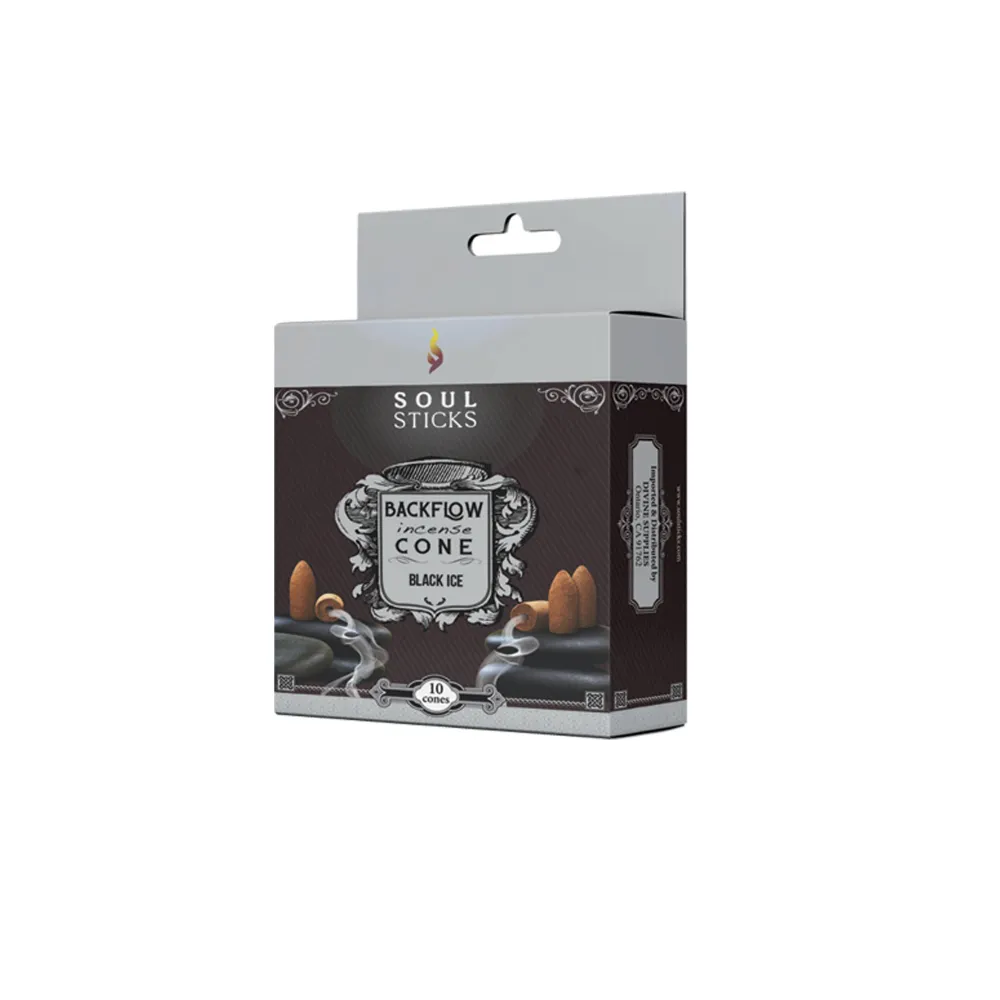 Black Ice takaisinvirtaus suitsukartio 10kpl - Soul Sticks