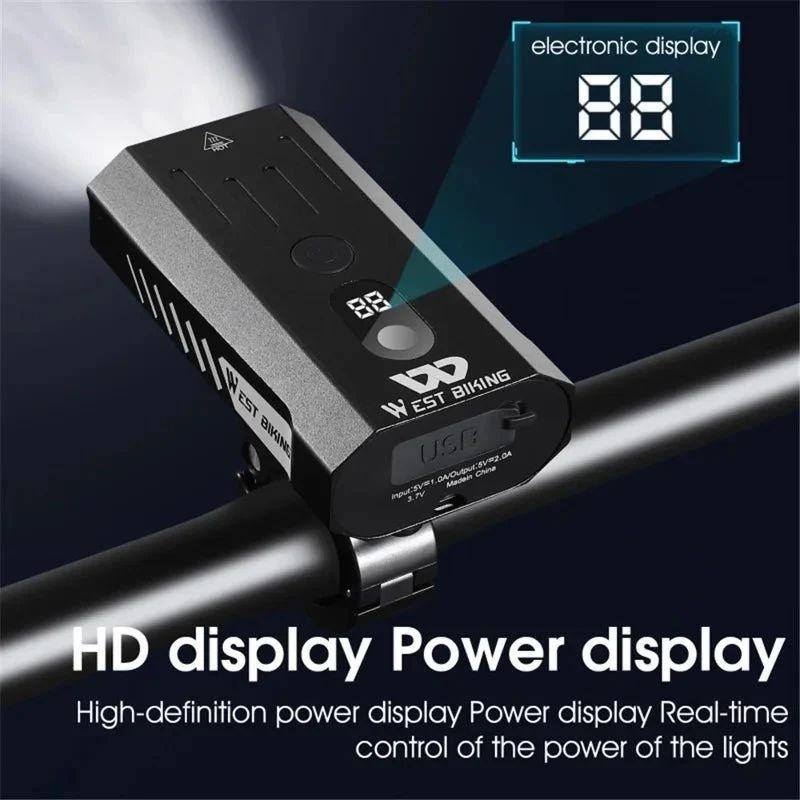 800 lumenin ultra-kirkkaat tehokkaat pyörävalot, 5 valaistustilaa Musta
