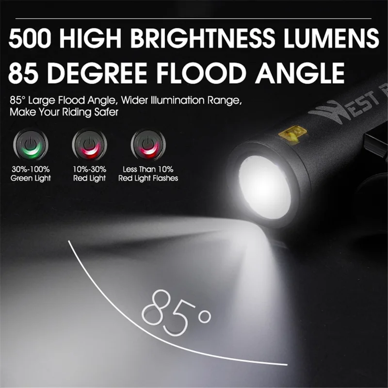 LED-etuvalo 500LM kirkas pyöräilyyn yöllä - Musta