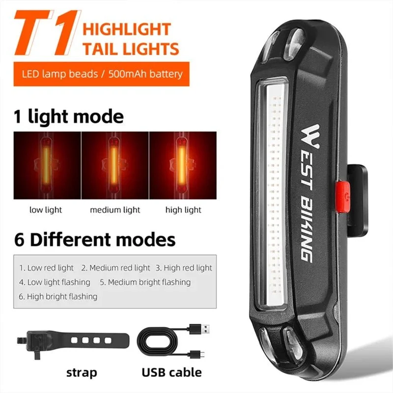LED-valo takapyörään USB, pyöräilyvaroituslamppu - T1