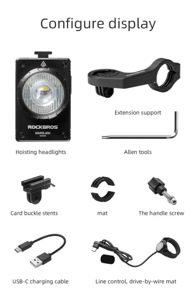 Phare Vélo ROCKBROS 800 lumenia, IPX6
