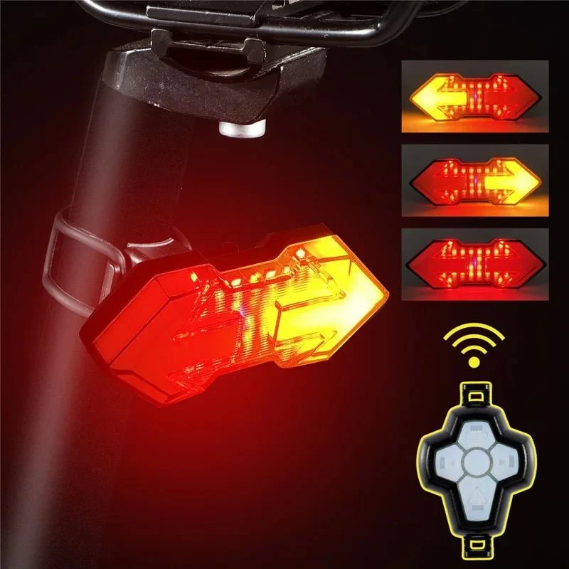 Polkupyörän takavalo kaukosäätimellä, USB-ladattava, 5 tilaa